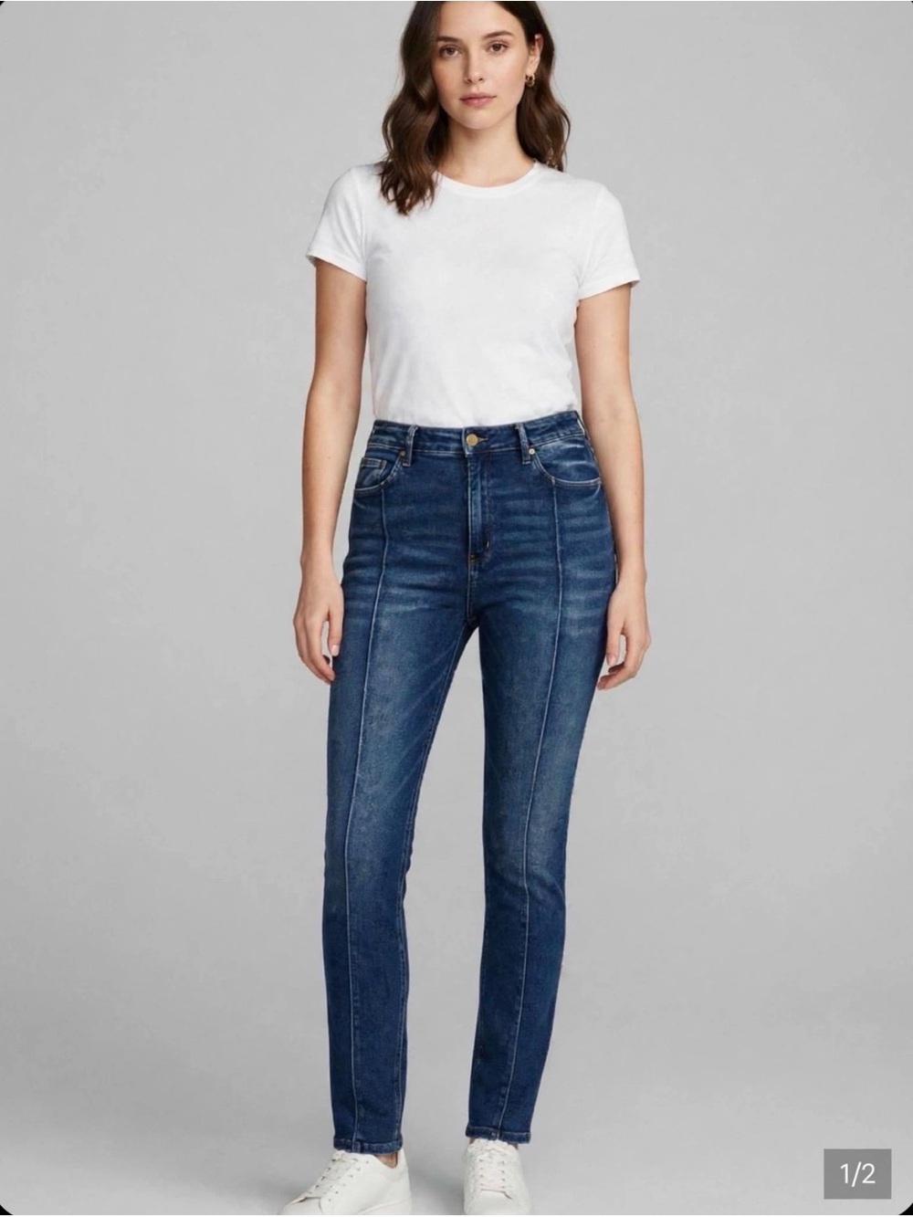 "Flying Monkey Front Seam High Rise Jeans - Size 32 / 15 - Dark Wash" —